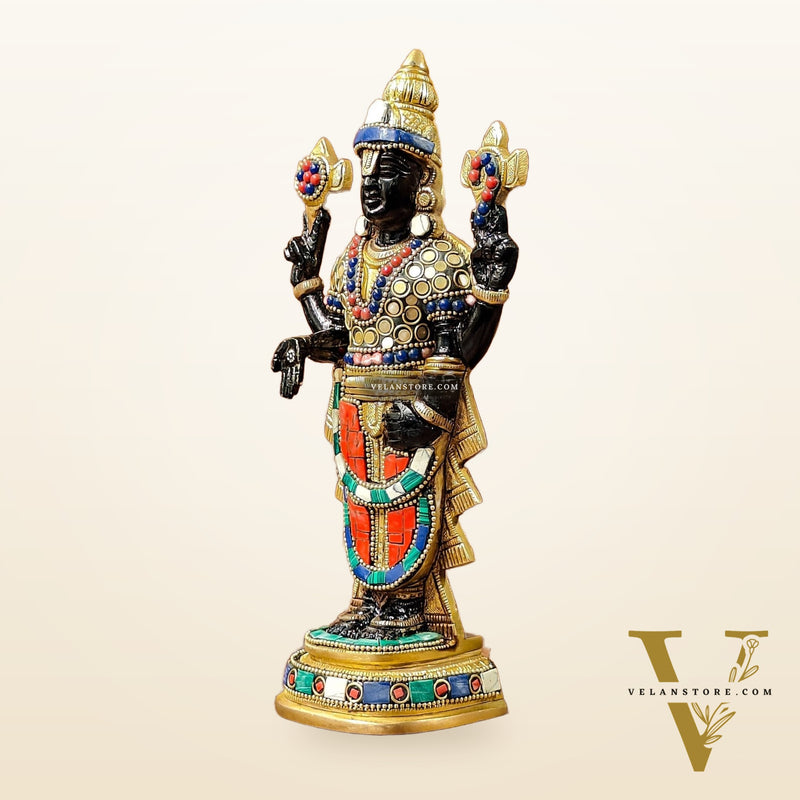 Handcrafted Superfine Brass Lord Venkateshwara Tirupati Balaji Idol  9 inch