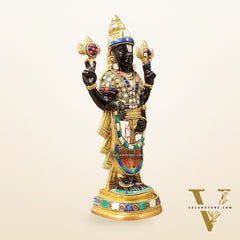 Handcrafted Superfine Brass Lord Venkateshwara Tirupati Balaji Idol  9 inch