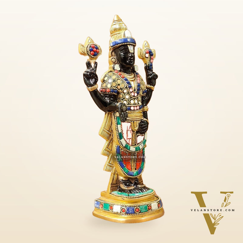 Handcrafted Superfine Brass Lord Venkateshwara Tirupati Balaji Idol  9 inch