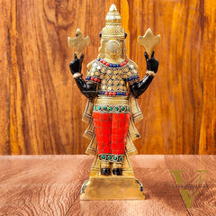 Handcrafted Superfine Brass Lord Venkateshwara Tirupati Balaji Idol  9 inch