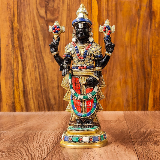 Handcrafted Superfine Brass Lord Venkateshwara Tirupati Balaji Idol  9 inch