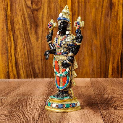 Handcrafted Superfine Brass Lord Venkateshwara Tirupati Balaji Idol  9 inch