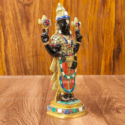 Handcrafted Superfine Brass Lord Venkateshwara Tirupati Balaji Idol  9 inch