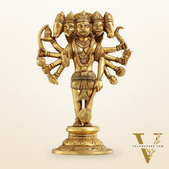 Handcrafted Superfine Brass Standing Panchmukhi Hanuman Idol 12 inch