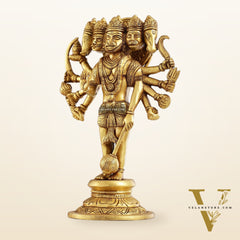 Handcrafted Superfine Brass Standing Panchmukhi Hanuman Idol 12 inch