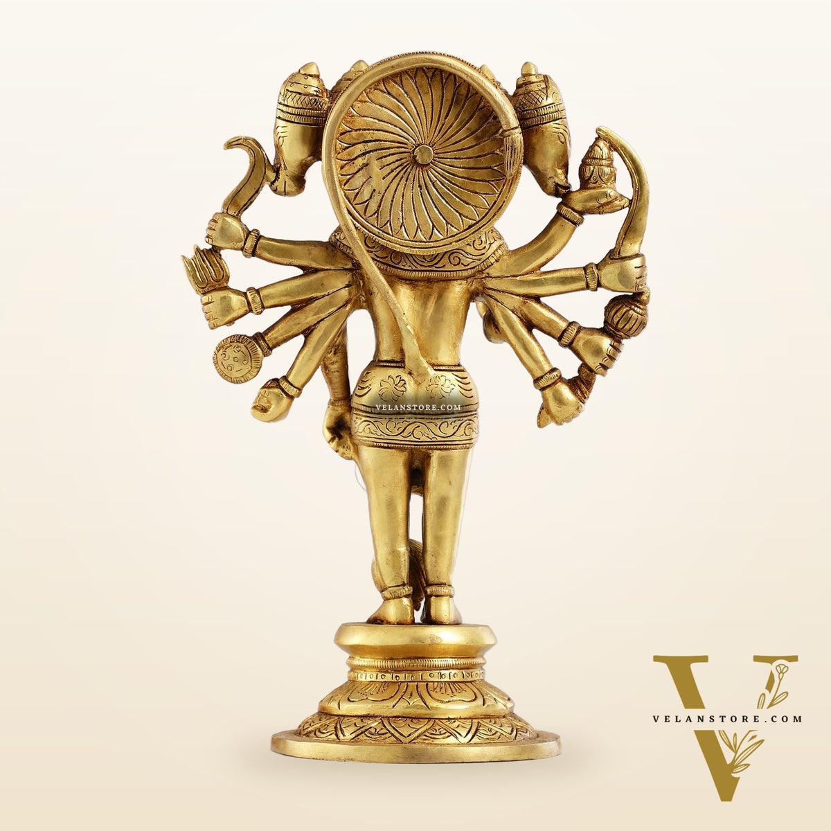 Handcrafted Superfine Brass Standing Panchmukhi Hanuman Idol 12 inch