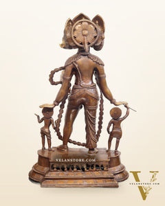 Handcrafted Three-Headed Lord Vishnu Statue | Unique Representation of Para-Vasudevan | Antique Bronze Finish