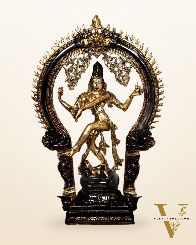 Handcrafted Three Tone Finish Brass Nataraja Statue - 26 Inch