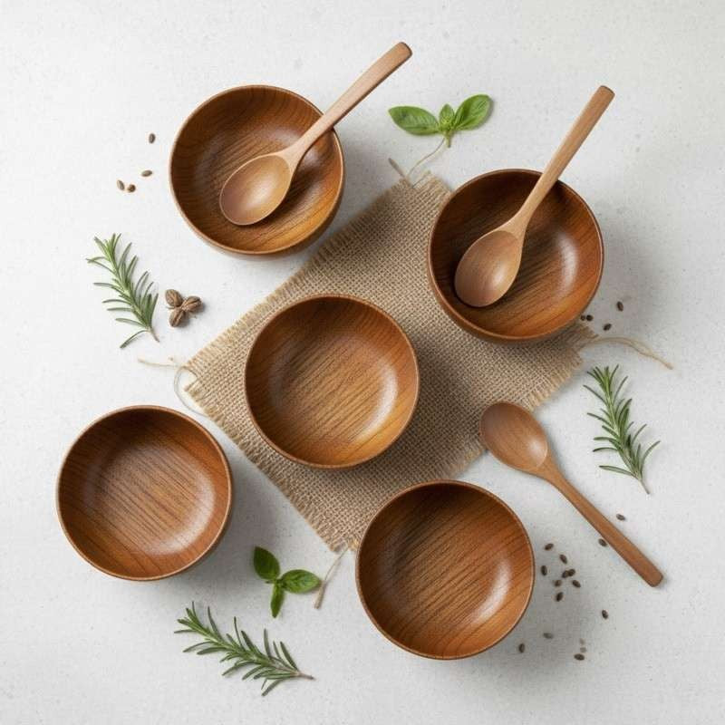Wood Bowl Set | Wooden Bowl Set | Acacia Wood Bowl Set