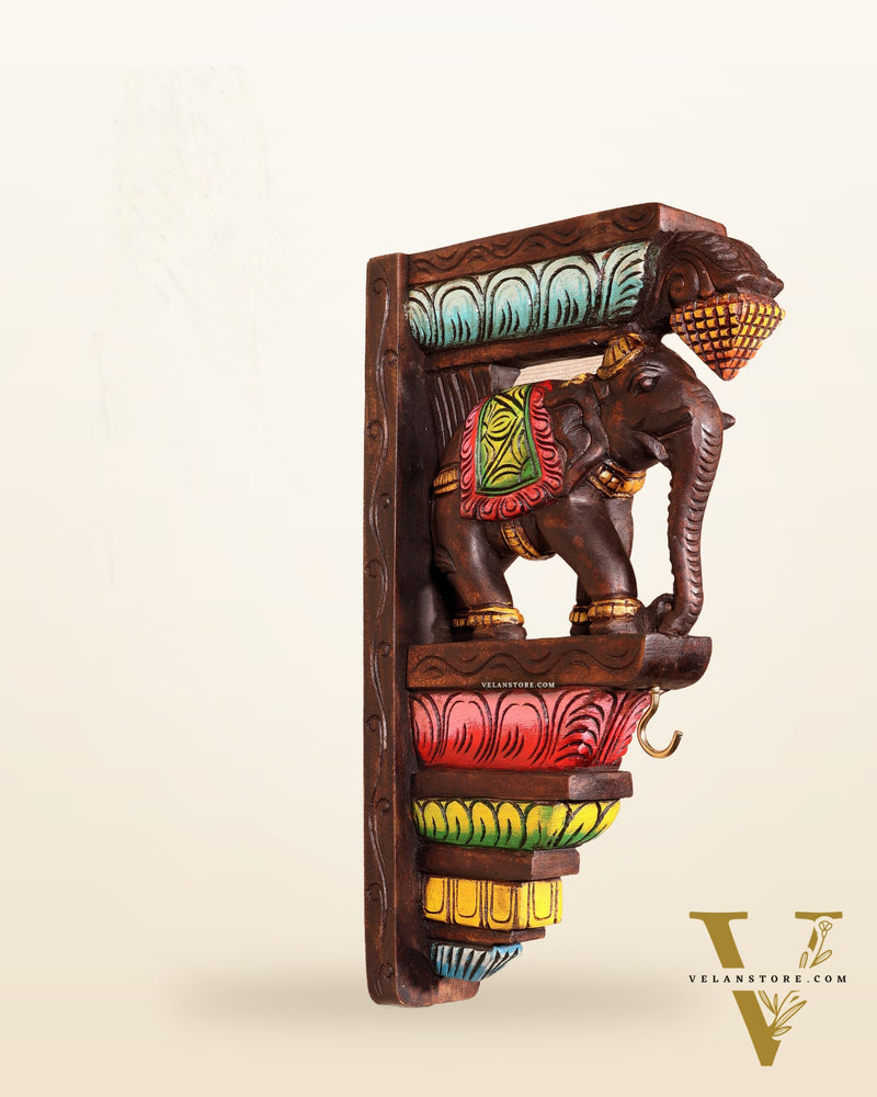 Handcrafted Wooden Elephant Wall Hanging Bracket