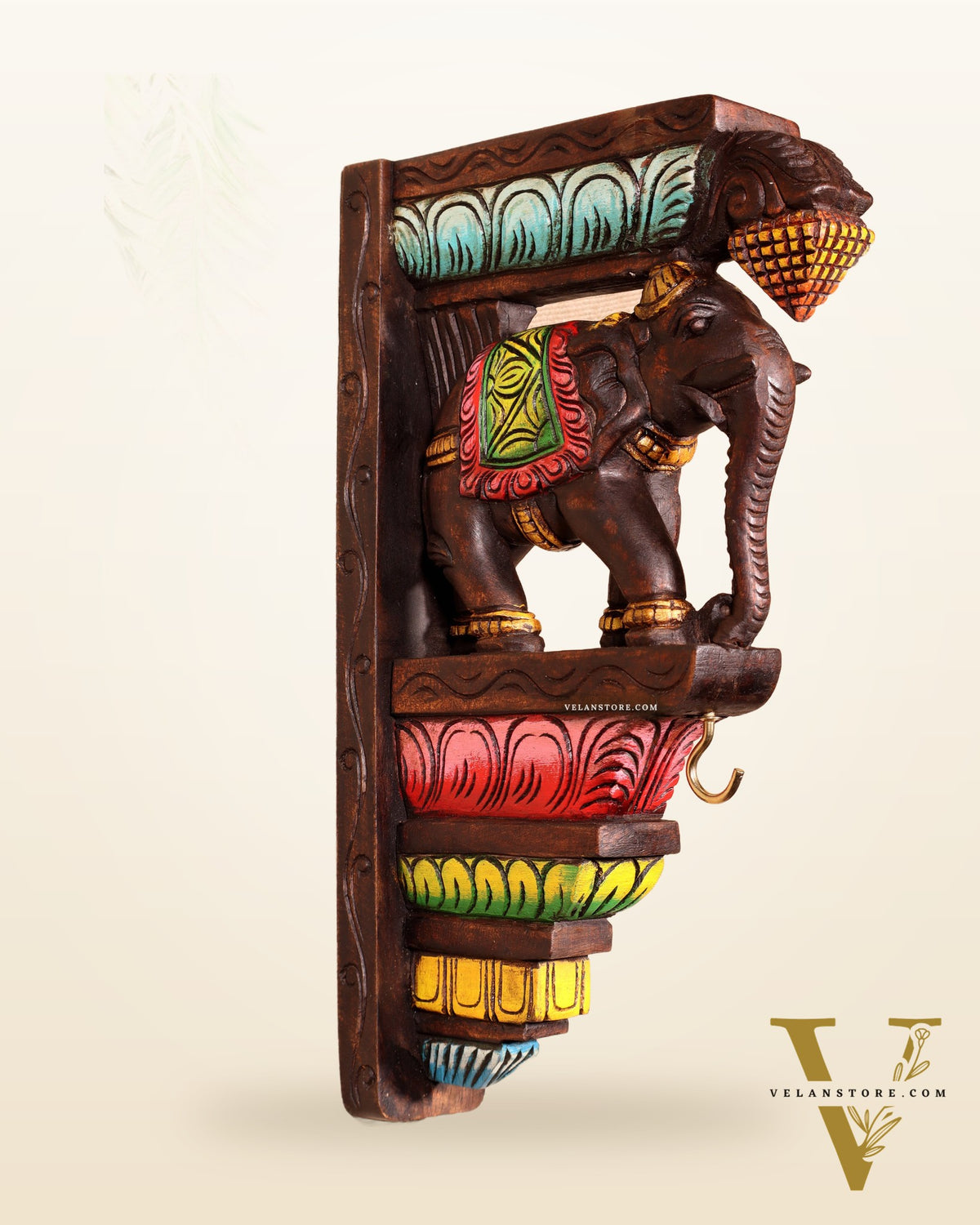 Handcrafted Wooden Elephant Wall Hanging Bracket
