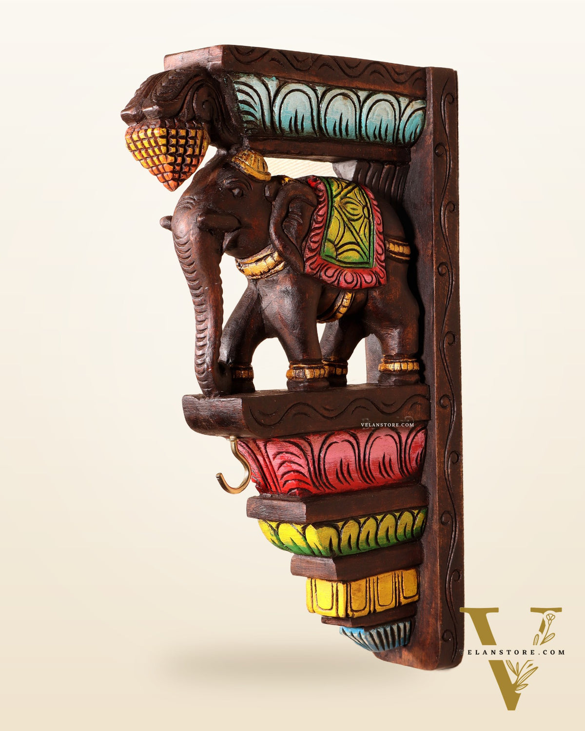 Handcrafted Wooden Elephant Wall Hanging Bracket