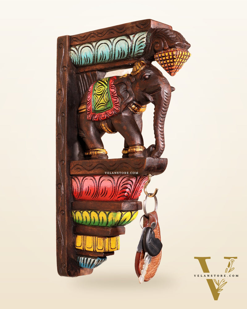 Handcrafted Wooden Elephant Wall Hanging Bracket