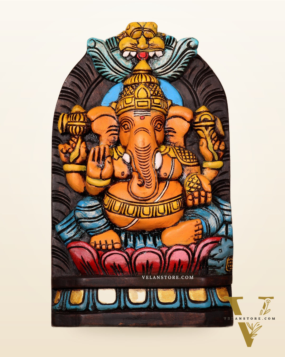 Handcrafted Wooden Lord Ganesha Wall Hanging – Hand-Painted 12"