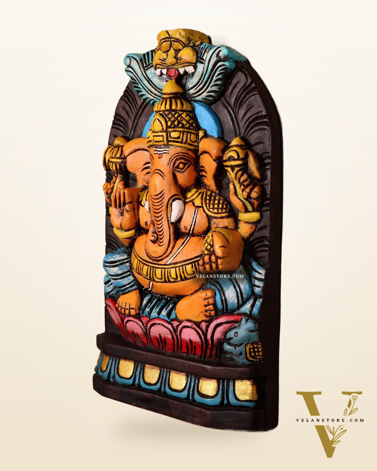 Handcrafted Wooden Lord Ganesha Wall Hanging – Hand-Painted 12"