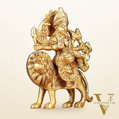 Handmade Brass Durga Ma Sherawali Idol 7"