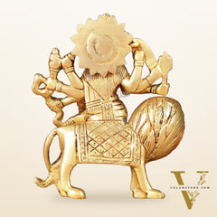 Handmade Brass Durga Ma Sherawali Idol 7"