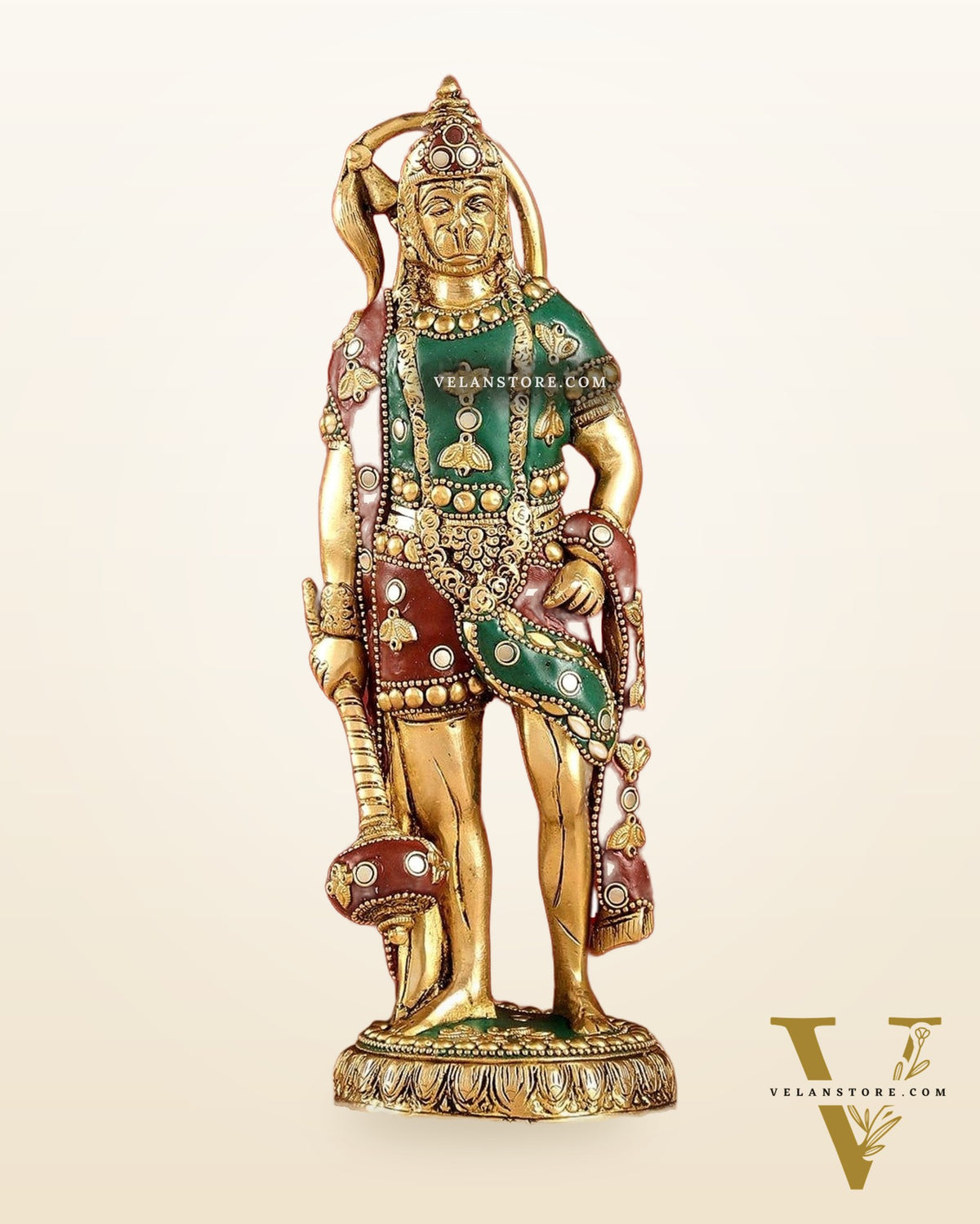 Handmade Brass Lord Hanuman Statue | 10" Height | stonework