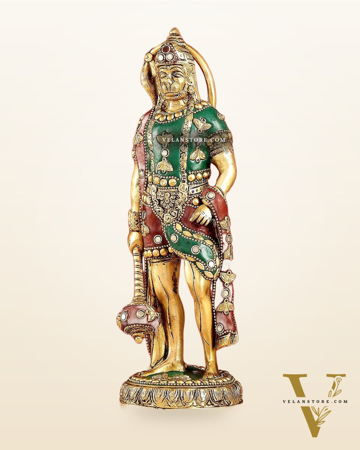 Handmade Brass Lord Hanuman Statue | 10" Height | stonework