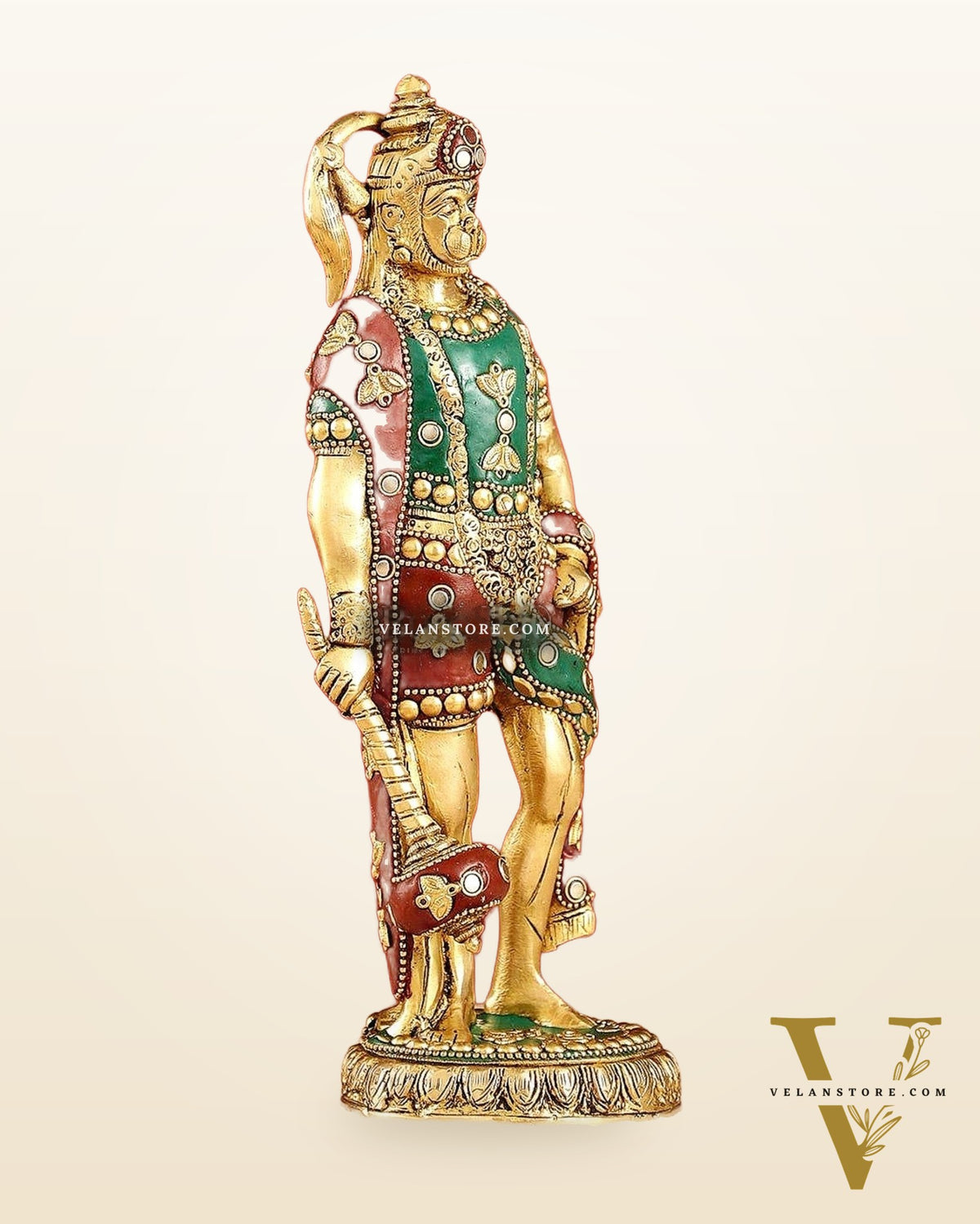 Handmade Brass Lord Hanuman Statue | 10" Height | stonework