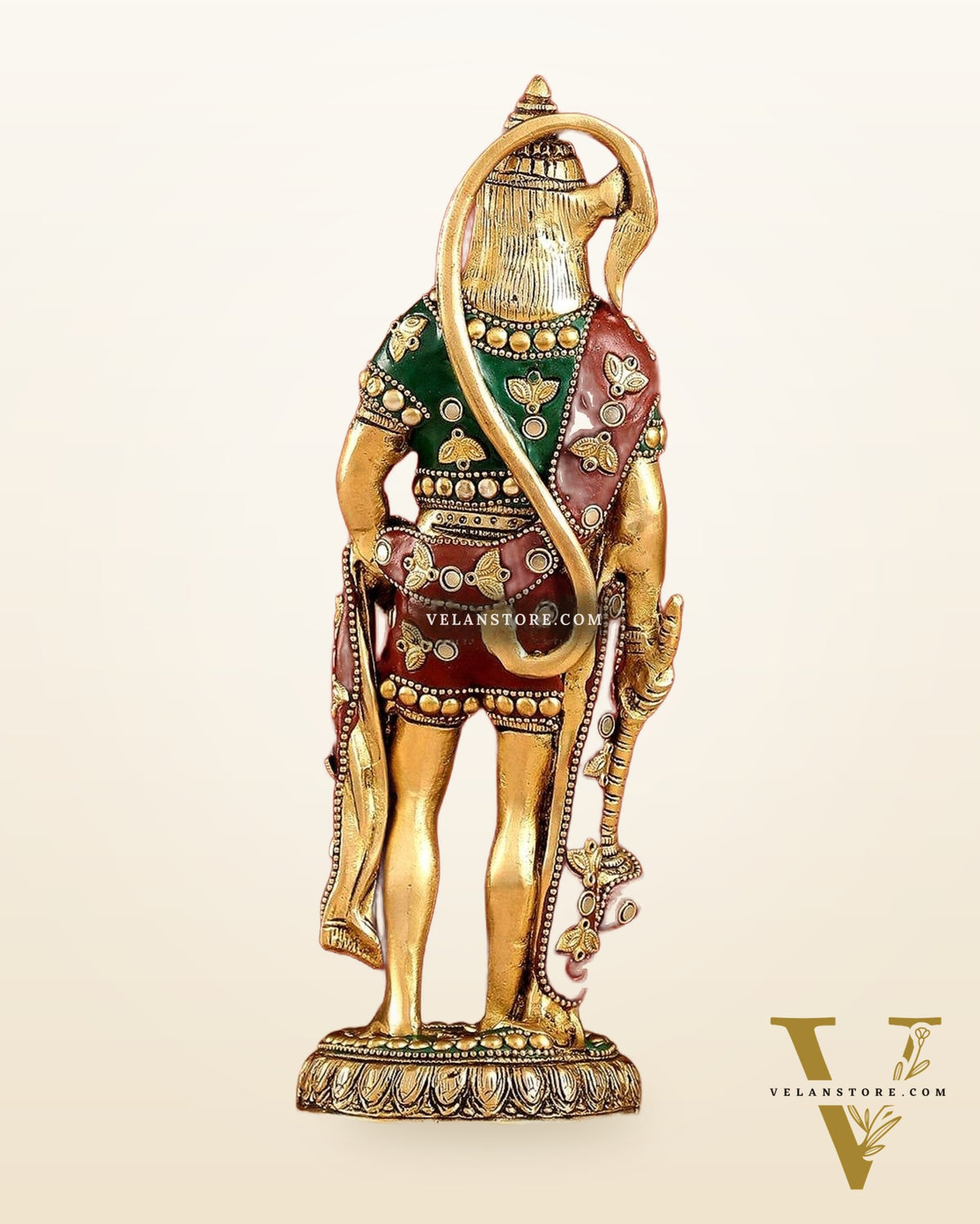 Handmade Brass Lord Hanuman Statue | 10" Height | stonework