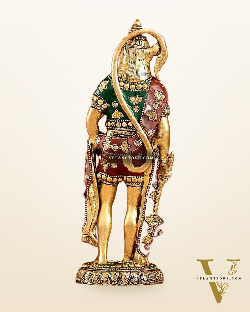 Handmade Brass Lord Hanuman Statue | 10" Height | stonework