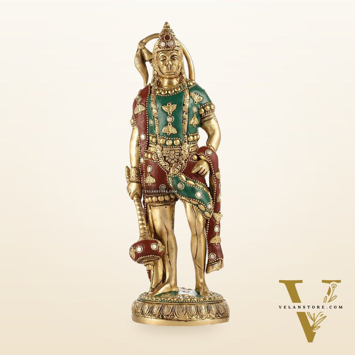 Handmade Brass Lord Hanuman Statue | 10" Height | stonework