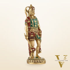 Handmade Brass Lord Hanuman Statue | 10" Height | stonework