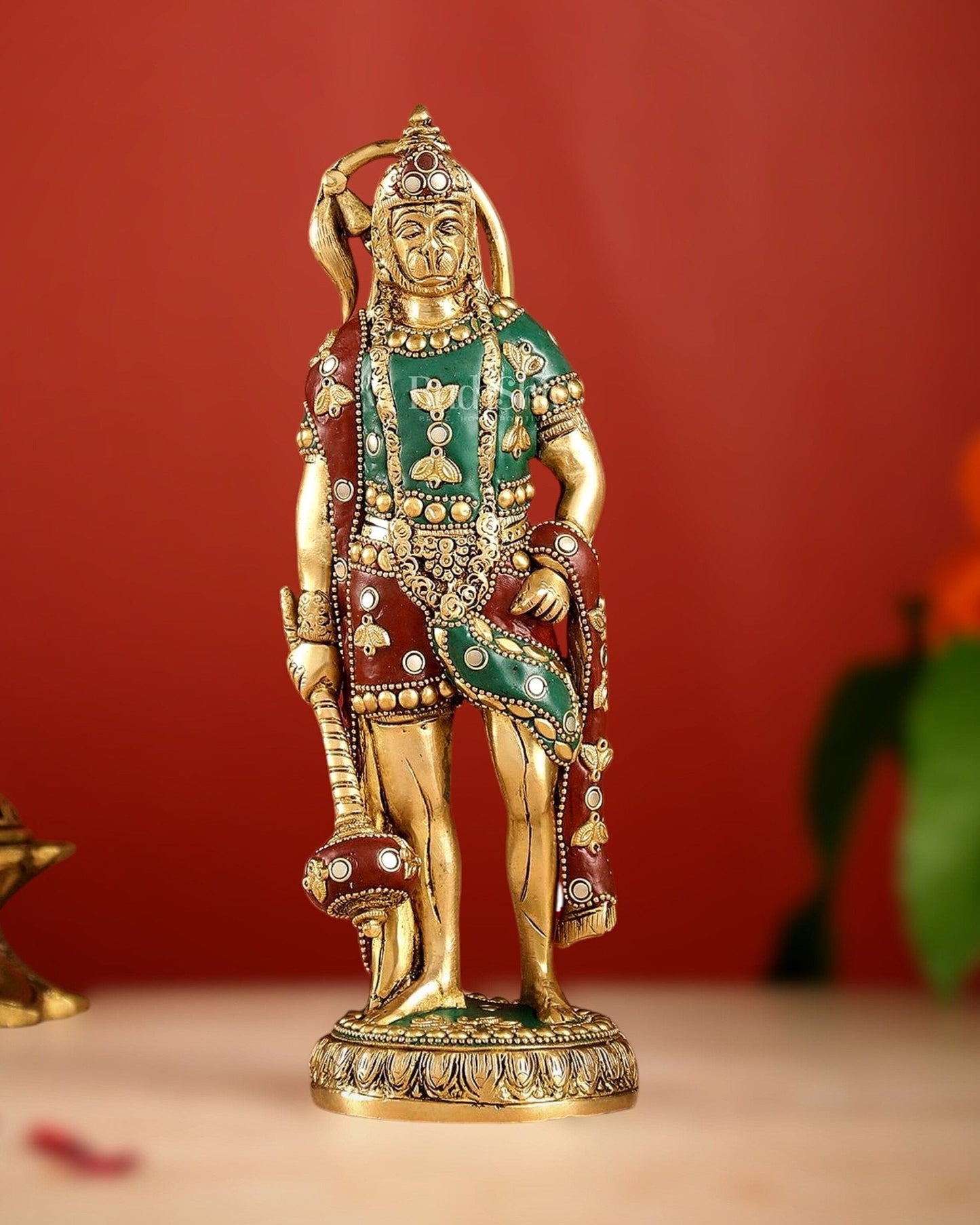Handmade Brass Lord Hanuman Statue | 10" Height | stonework