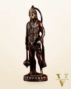 Handmade Brass Lord Hanuman Statue | Brown Gold Finish | 10" Height