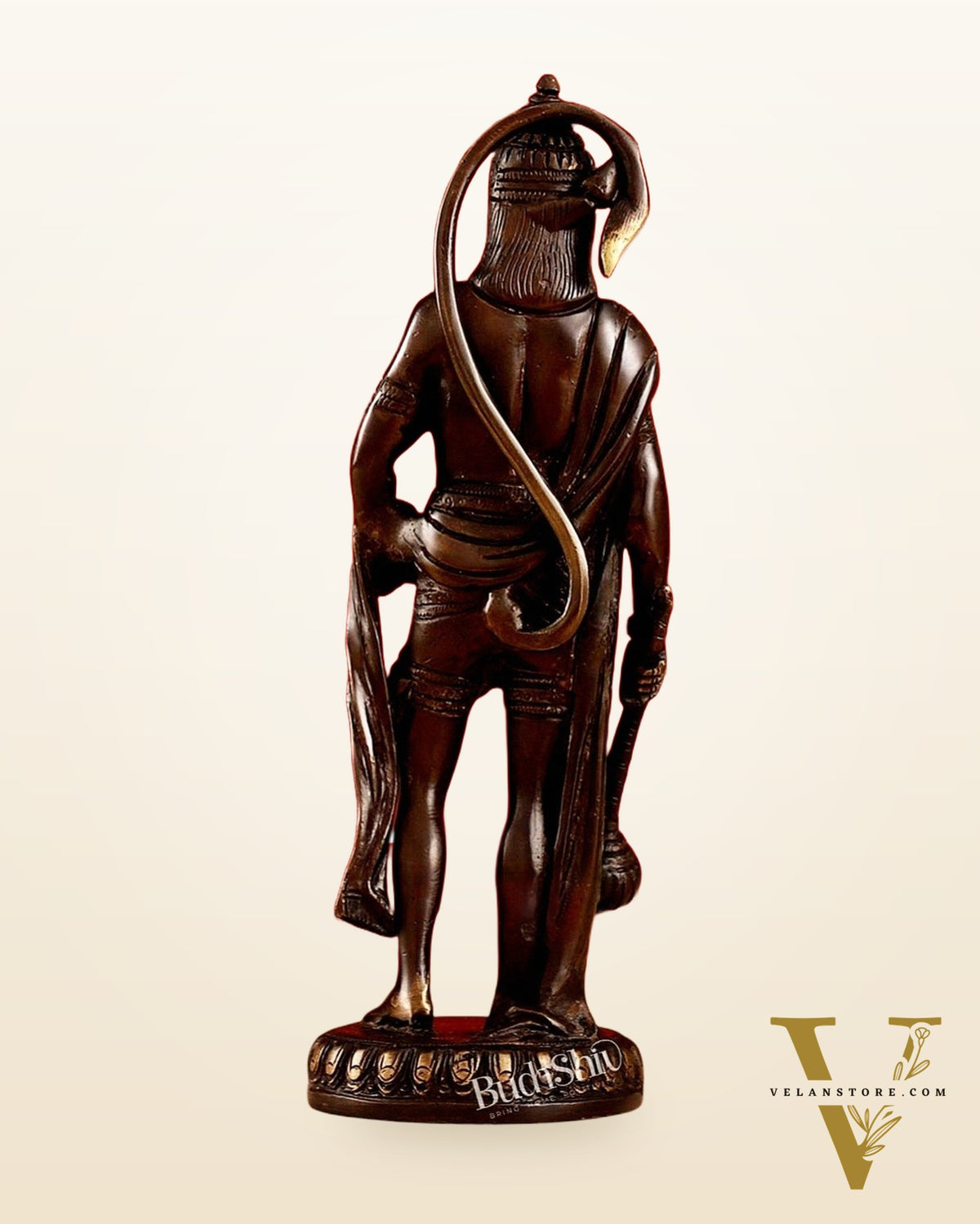 Handmade Brass Lord Hanuman Statue | Brown Gold Finish | 10" Height
