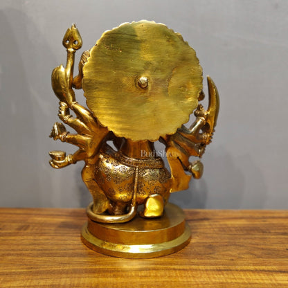 Handmade Brass Panchmukhi Hanuman Statue - Shine Finish 11inch