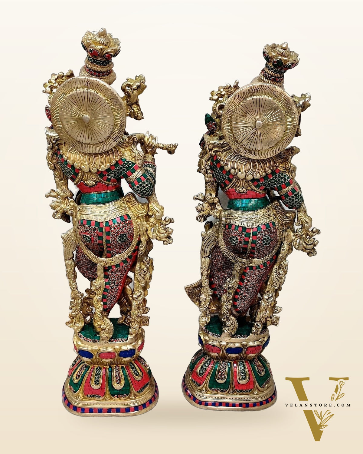 Handmade Brass Radha krishna meenakari Idol 30 inch