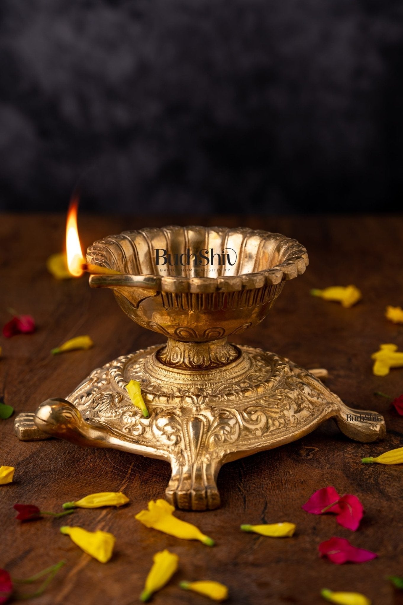 Pure Brass Vastu Tortoise Diya Lamp 6 inch