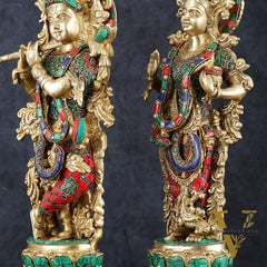 Handmade Radhakrishna Idol with Meenakari Stonework – 18" Height