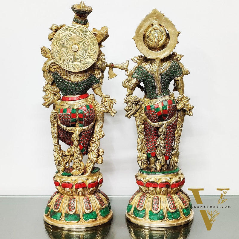 Handmade Radhakrishna Idol with Meenakari Stonework 18 inch