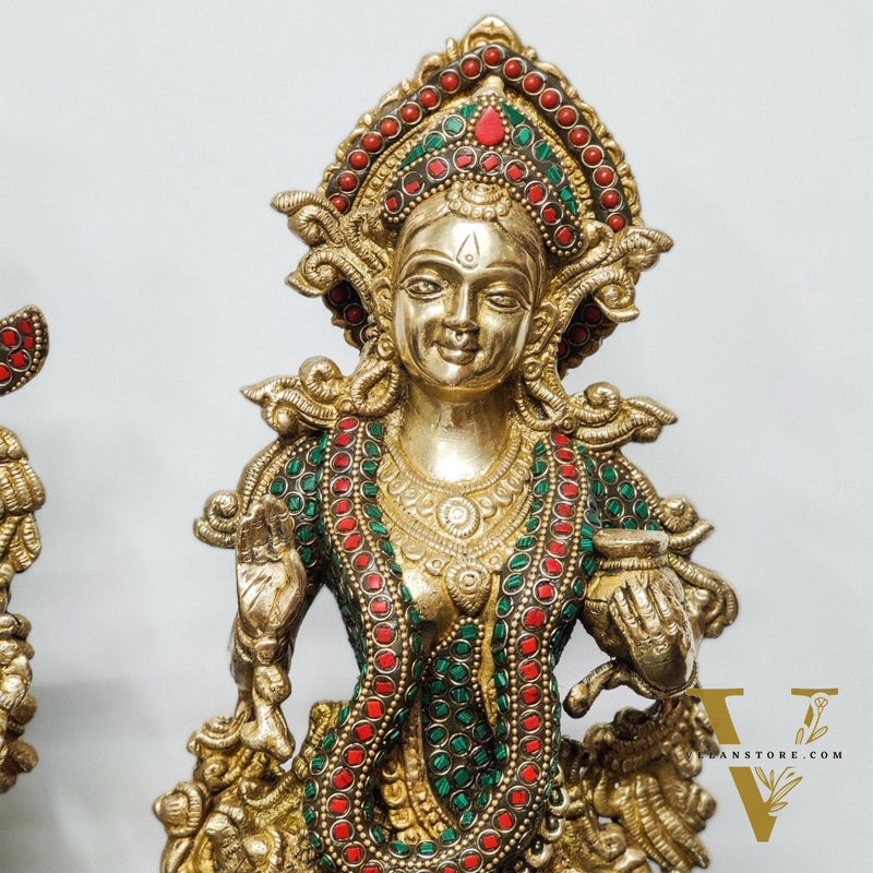 Handmade Radhakrishna Idol with Meenakari Stonework 18 inch