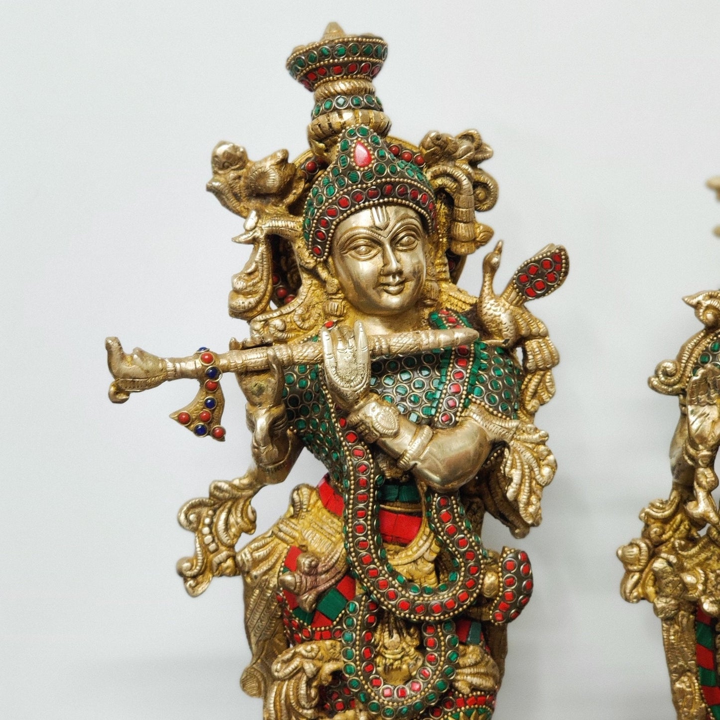 Handmade Radhakrishna Idol with Meenakari Stonework 18 inch