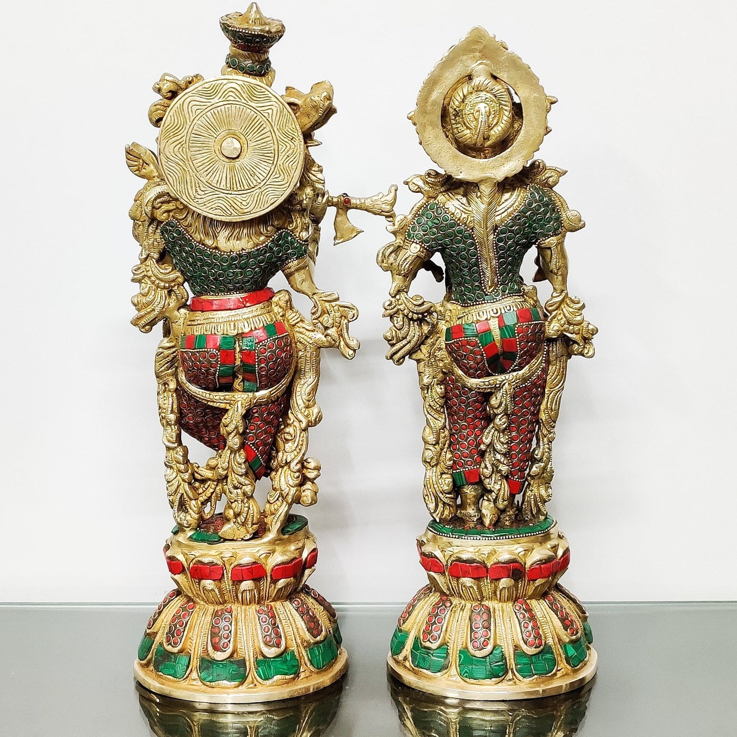 Handmade Radhakrishna Idol with Meenakari Stonework 18 inch