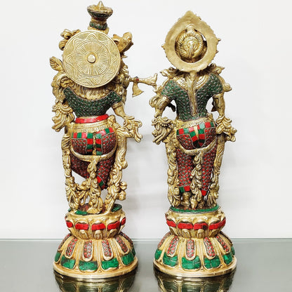 Handmade Radhakrishna Idol with Meenakari Stonework 18 inch