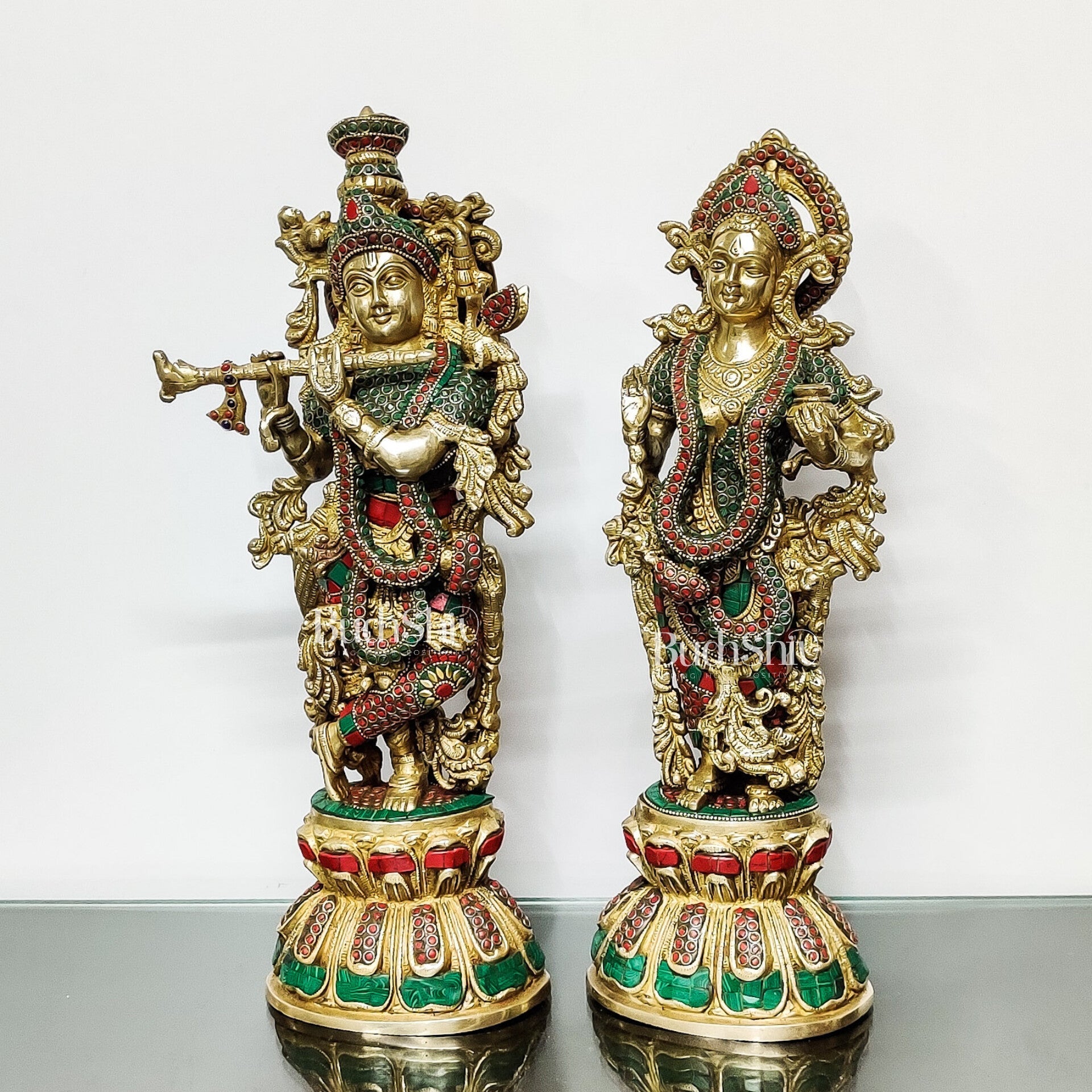 Handmade Radhakrishna Idol with Meenakari Stonework 18 inch