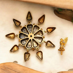 Pure Brass 9-Compartment Peacock Kumkum Box