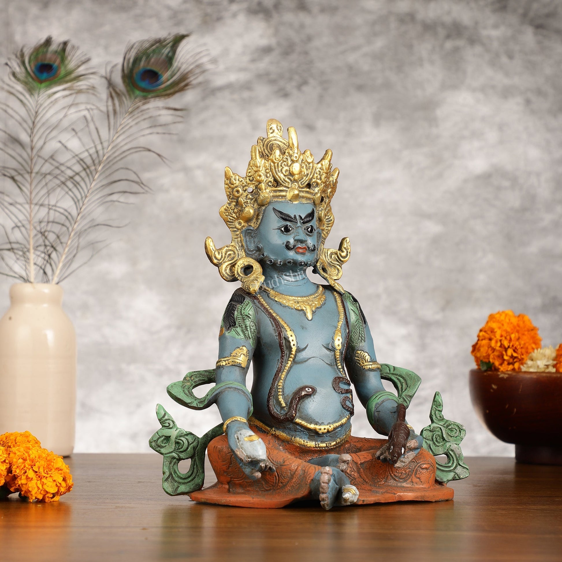 Handpainted Brass Kuber Idol | 10"