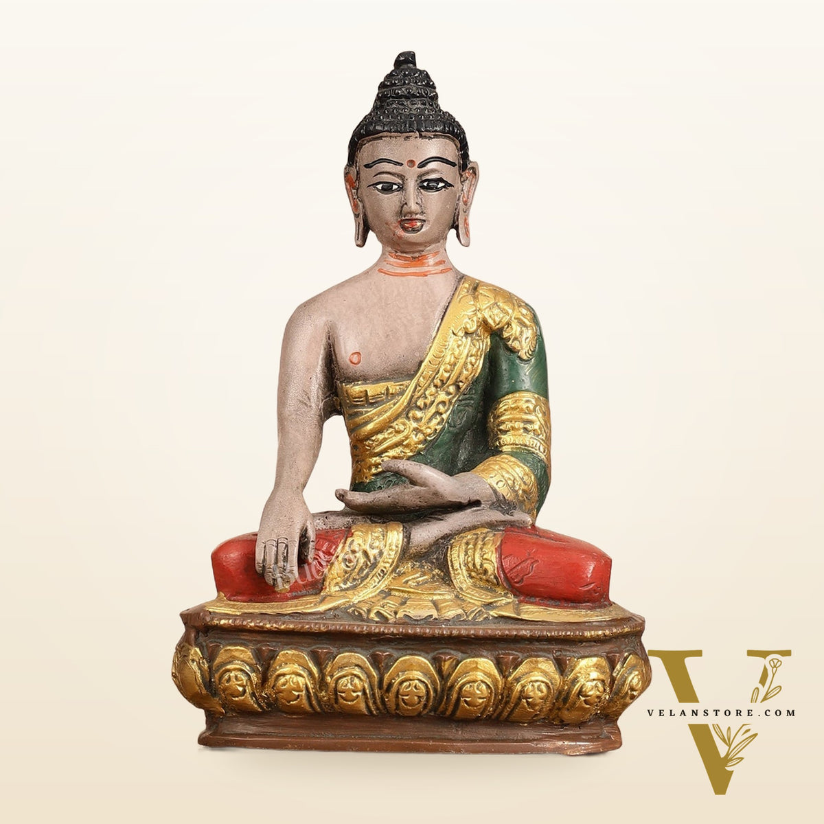 Handpainted Brass Superfine Buddha Statue - 8-inch