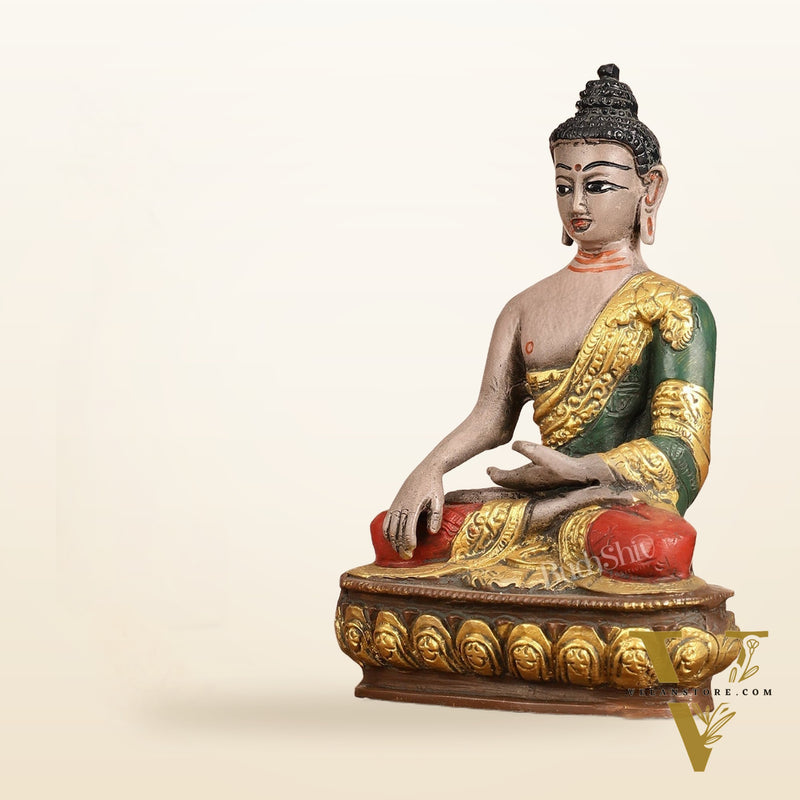 Handpainted Brass Superfine Buddha Statue - 8-inch