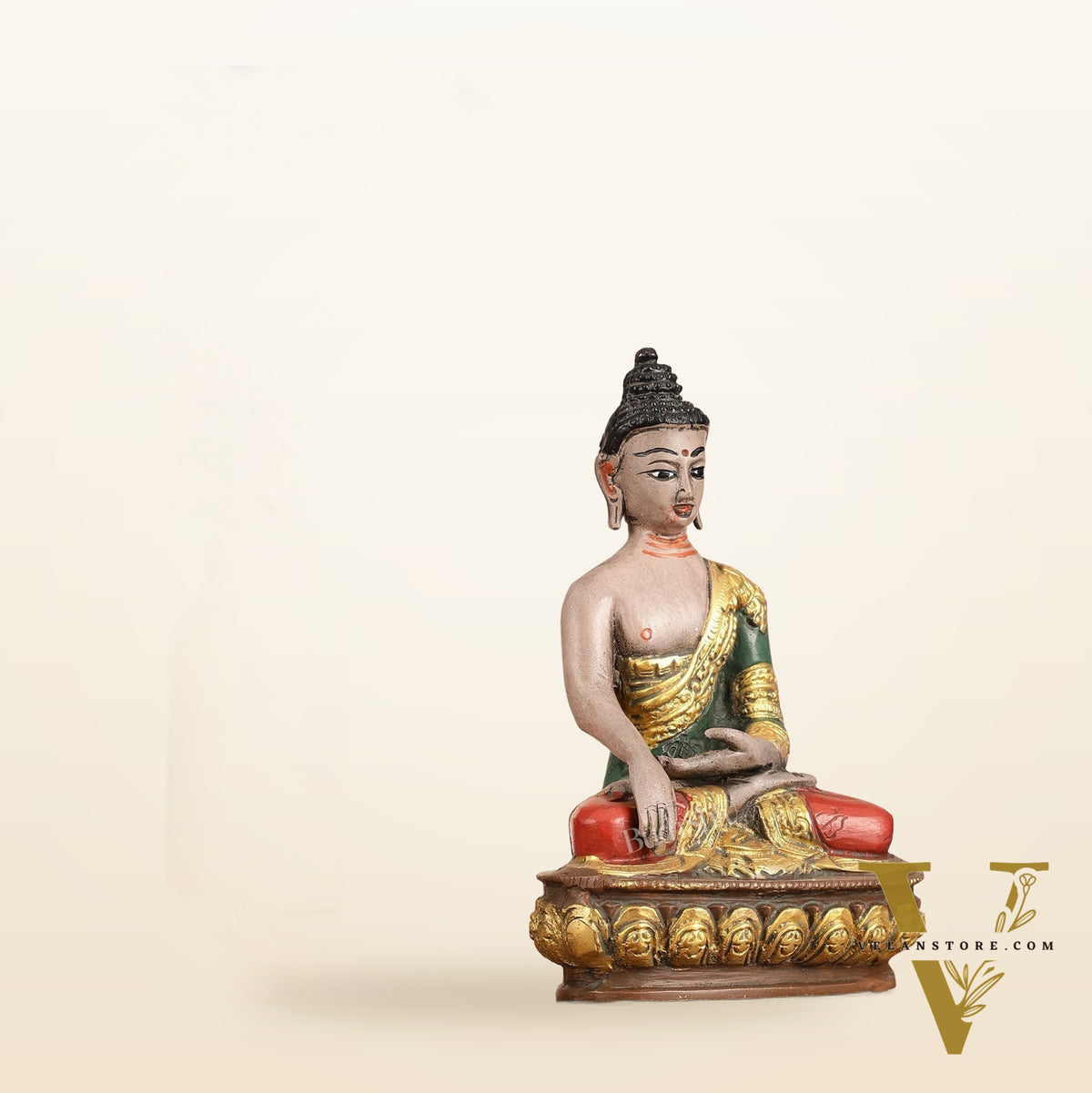 Handpainted Brass Superfine Buddha Statue - 8-inch