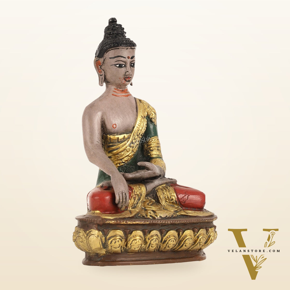 Handpainted Brass Superfine Buddha Statue - 8-inch
