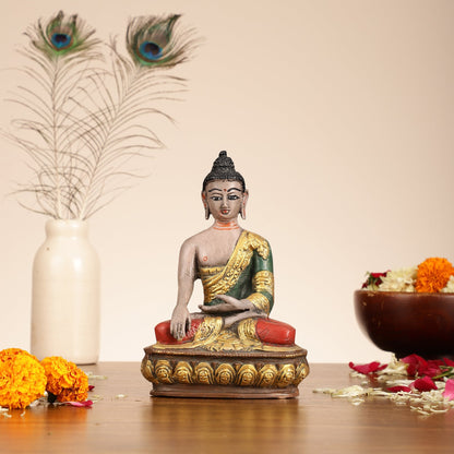 Handpainted Brass Superfine Buddha Statue - 8-inch