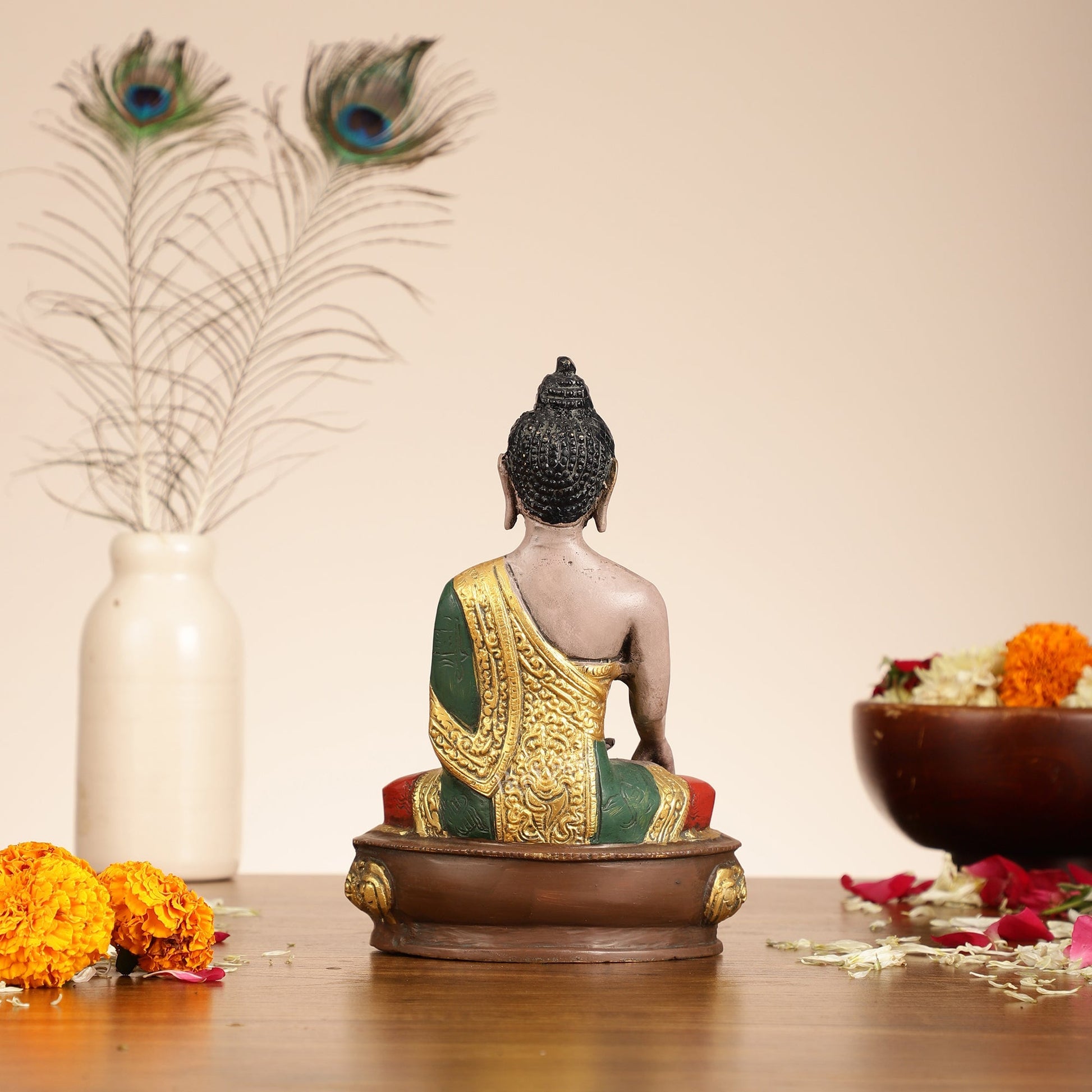 Handpainted Brass Superfine Buddha Statue - 8-inch