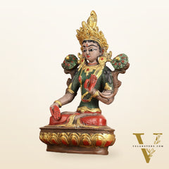 Handpainted Brass White Tara Idol | 8.5"